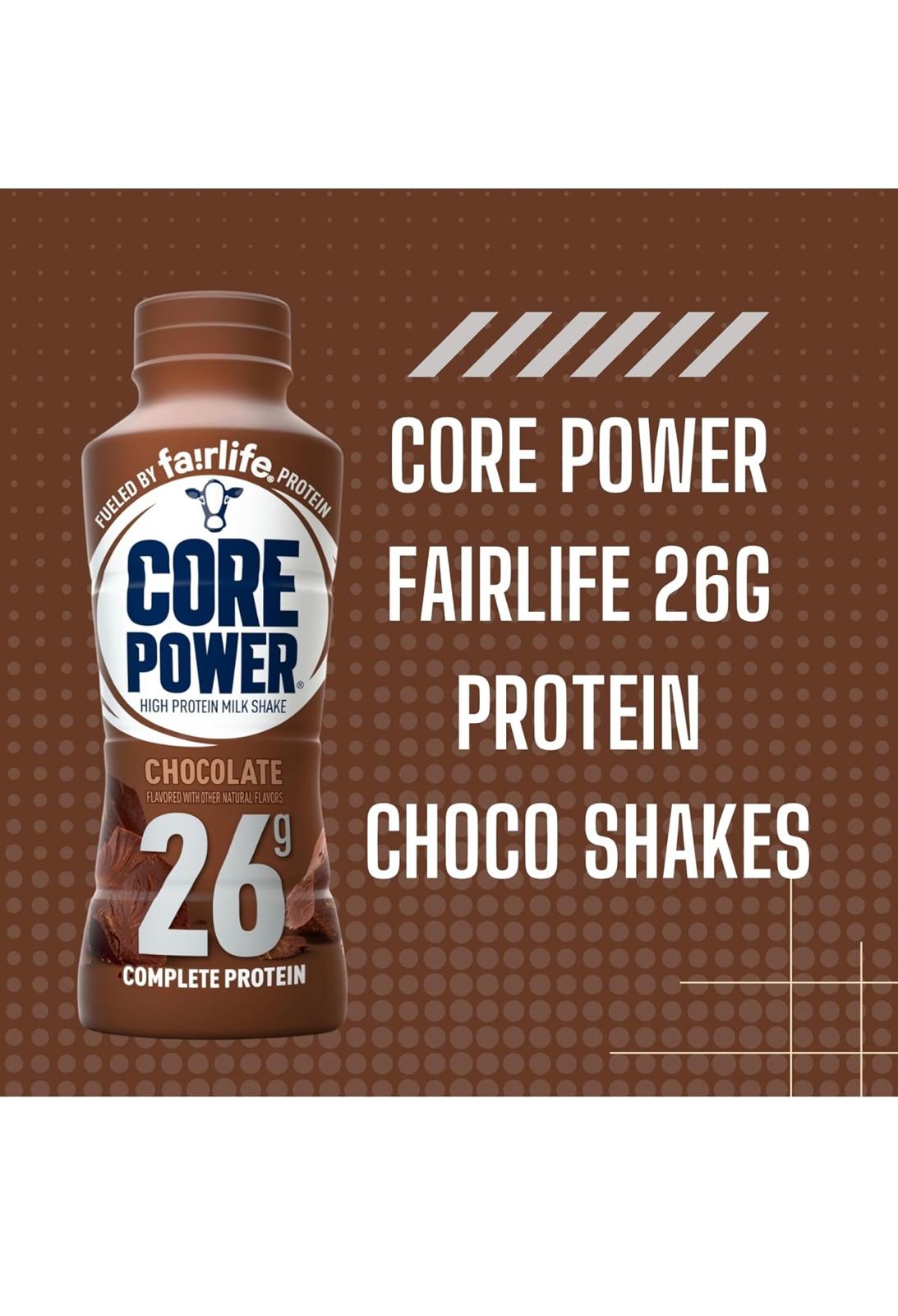 Core Power Fairlife Protein Milk Shakes, 26g Protein, Chocolate Flavor, 14 Fl Oz, Pack of 12, Ready-to-Drink for Workout Recovery