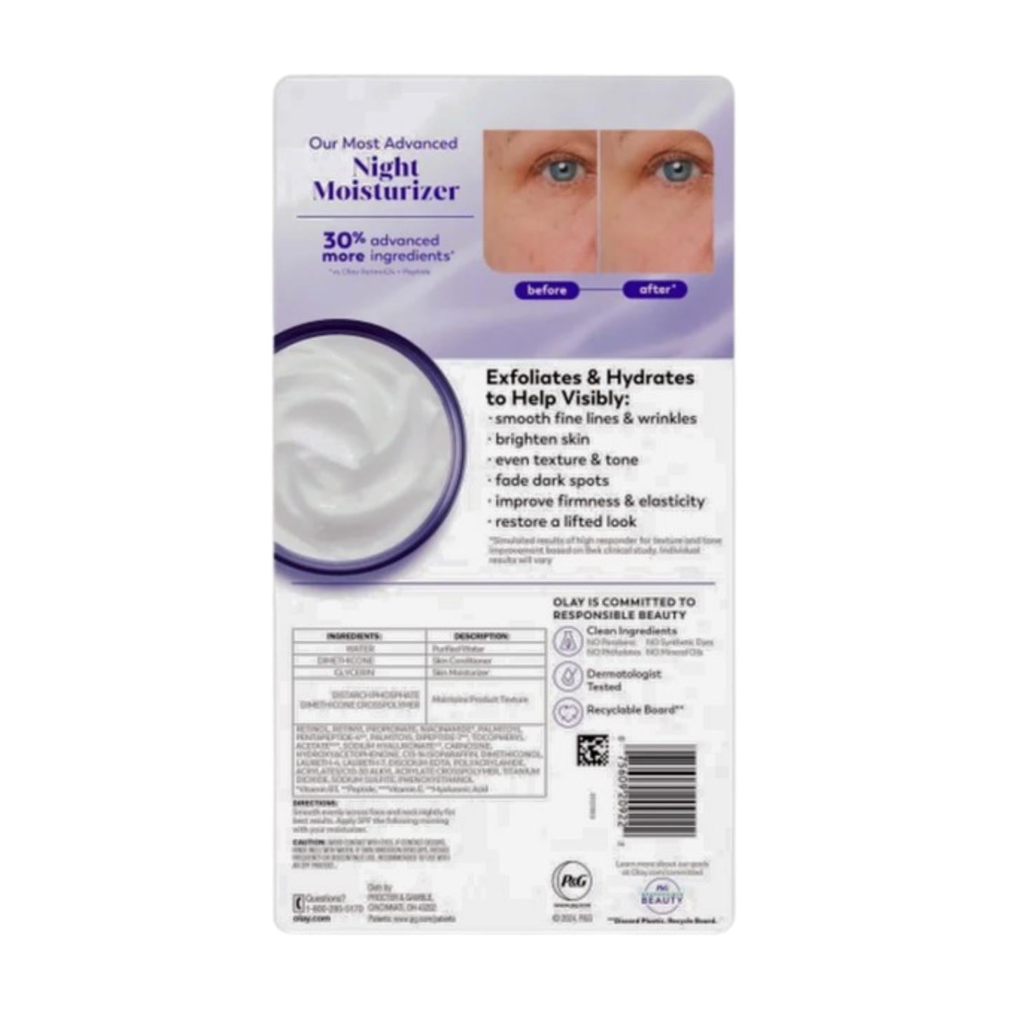 Olay Pro Advanced Retinol Night Moisturizer, 1.7 oz, Pack of 2