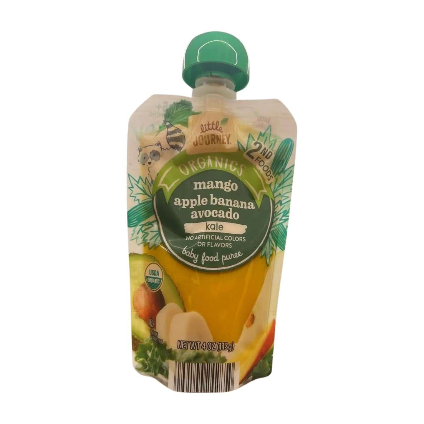 Little Journey Organics Stage 2 Baby Food, Mango, Apple, Banana, Avocado & Kale, 4 oz, Pack of 6