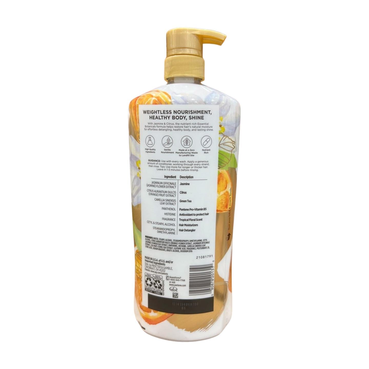 Pantene Essential Botanicals Sulfate-Free Volumizing Shampoo & Conditioner, 38.2 Fl Oz Each, Pack of 2, Paraben & Phosphate-Free