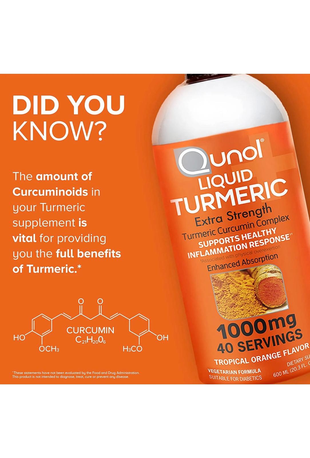 Qunol Liquid Turmeric Curcumin with Black Pepper, 1000mg, Extra Strength, Joint Health, 30.4 Fl Oz, 60 Servings