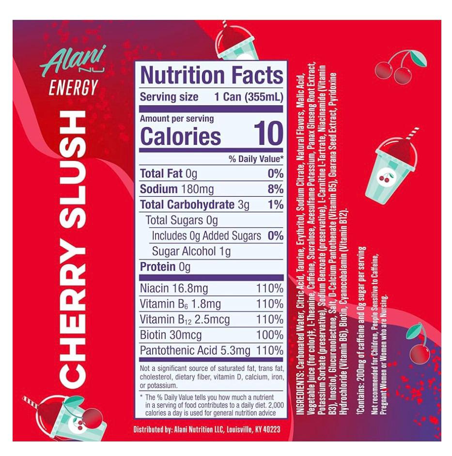 Alani Nu Cherry Slush 12 Fl Oz Cans (10 Pack)