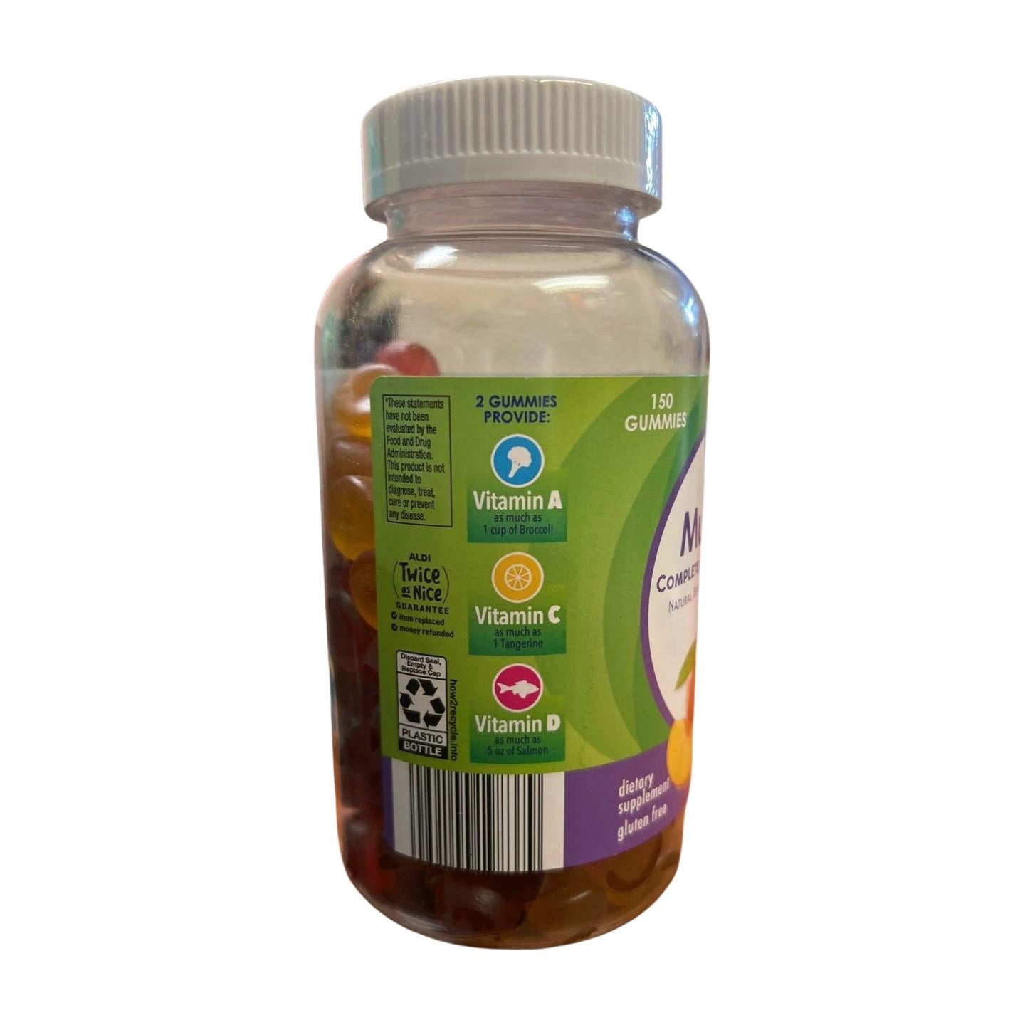Multivite Complete Adult Multivitamin, Natural Berry, Peach and Orange Flavors, Dietary Supplement, Gluten-Free, 150 Gummies, Fruity