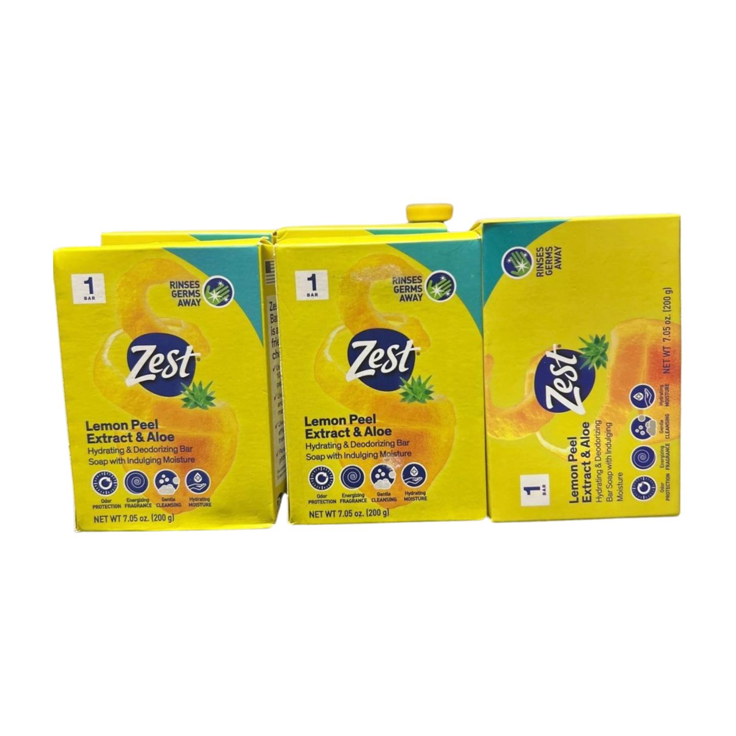 Zest Lemon Peel & Aloe Soap, 7.05 oz, Pack of 6