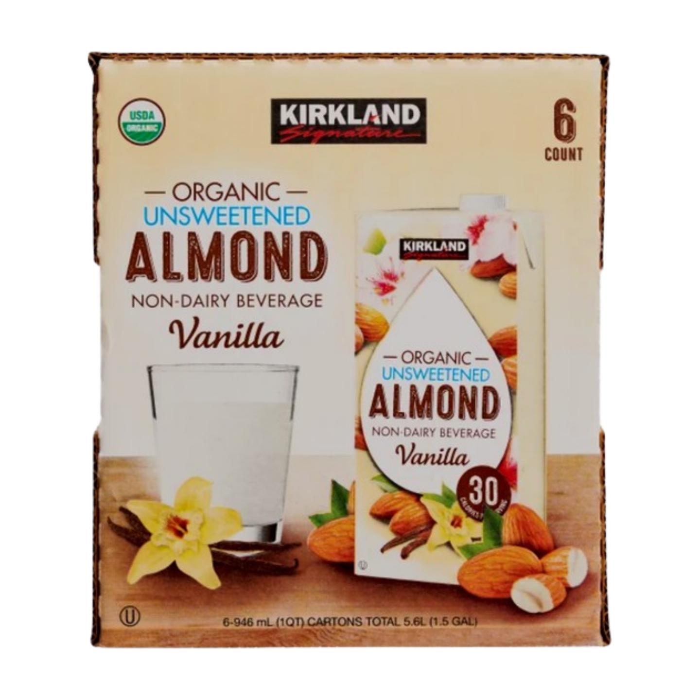 Kirkland Organic Unsweetened Vanilla Almond Beverage, 6 x 32 oz