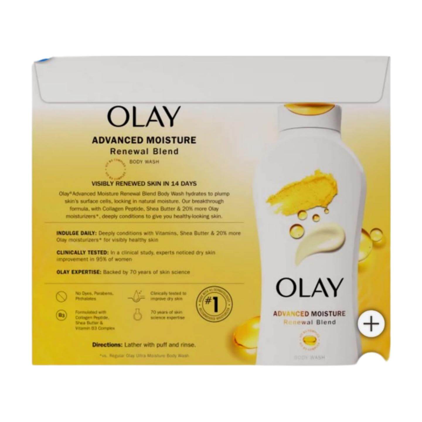 Olay Advanced Moisture Renewal Body Wash, Collagen Peptide & Shea Butter, 23.6 oz, Pack of 3