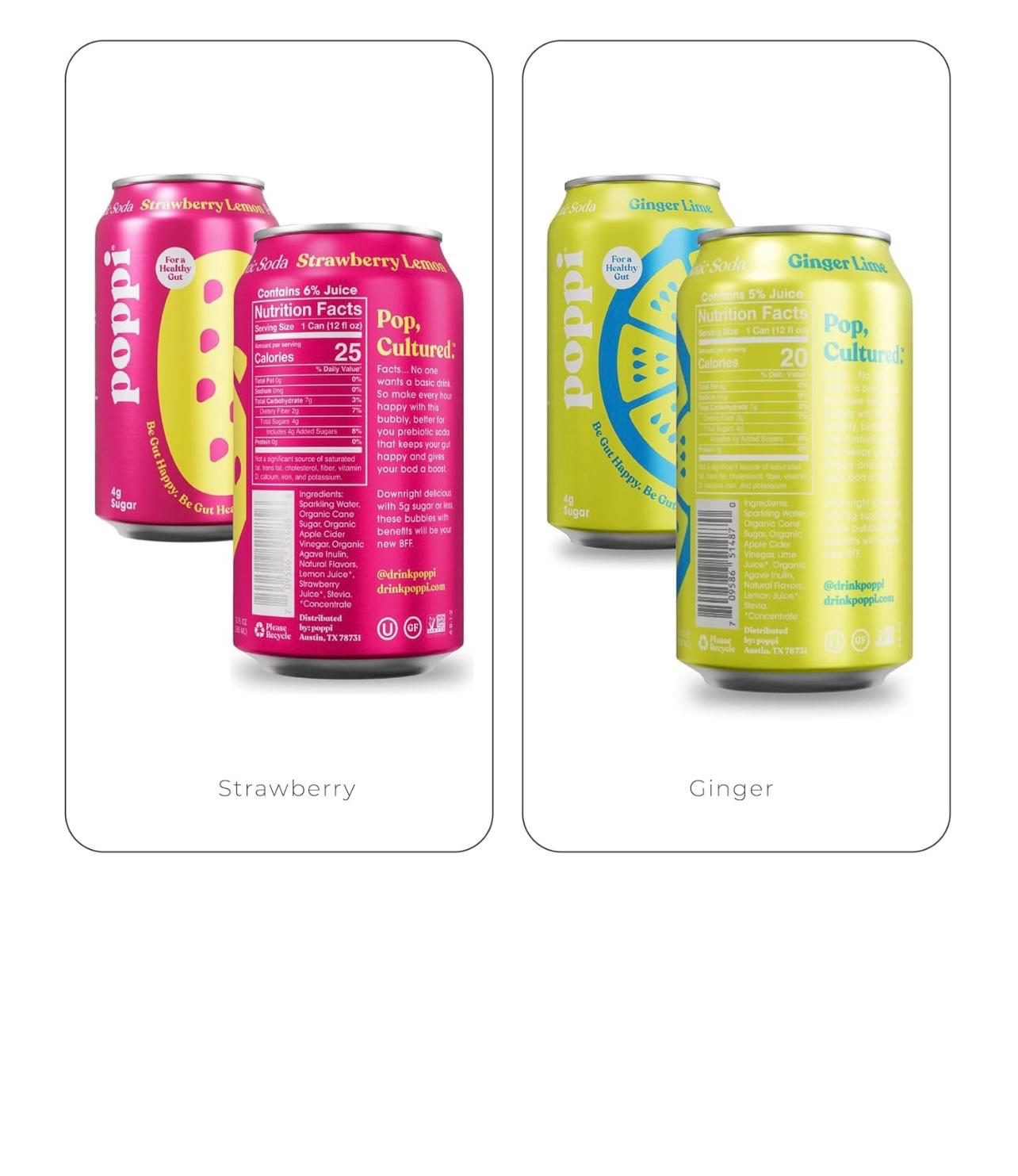 POPPI Sparkling Prebiotic Soda, Cherry Limeade, Apple Cider Vinegar, Seltzer Water & Fruit Juice, 12oz, 8-Pack (Packaging May Vary)